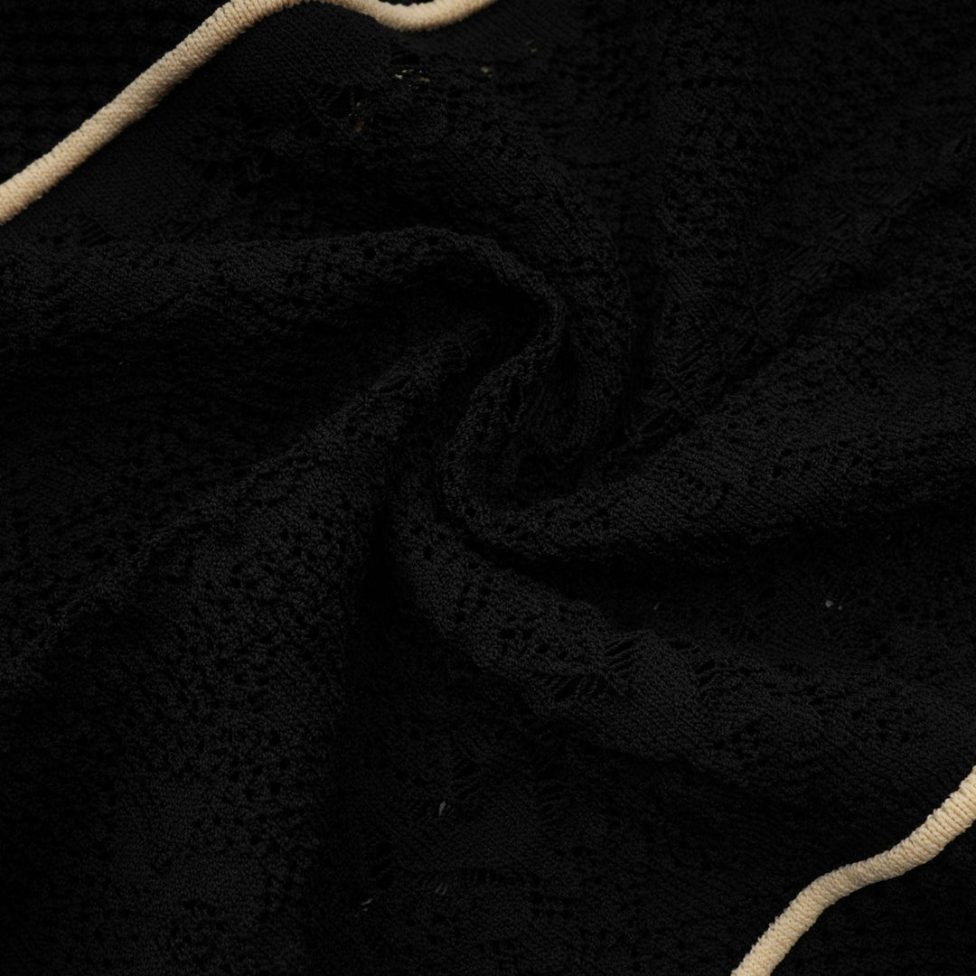 Avellia Maëlys Noir Striped Net Maxi Dress