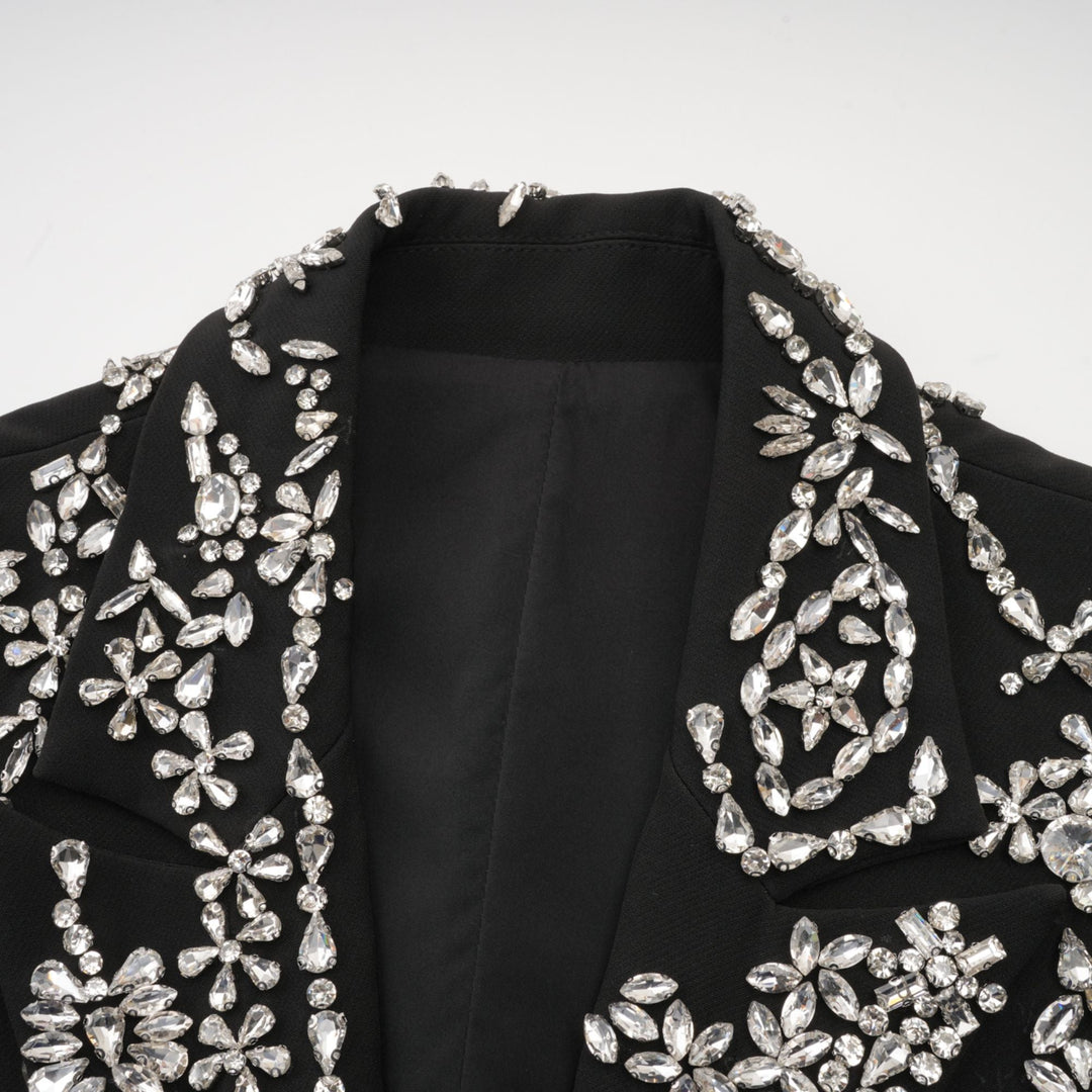 Audrey black crystal-embellished cut-out jacket