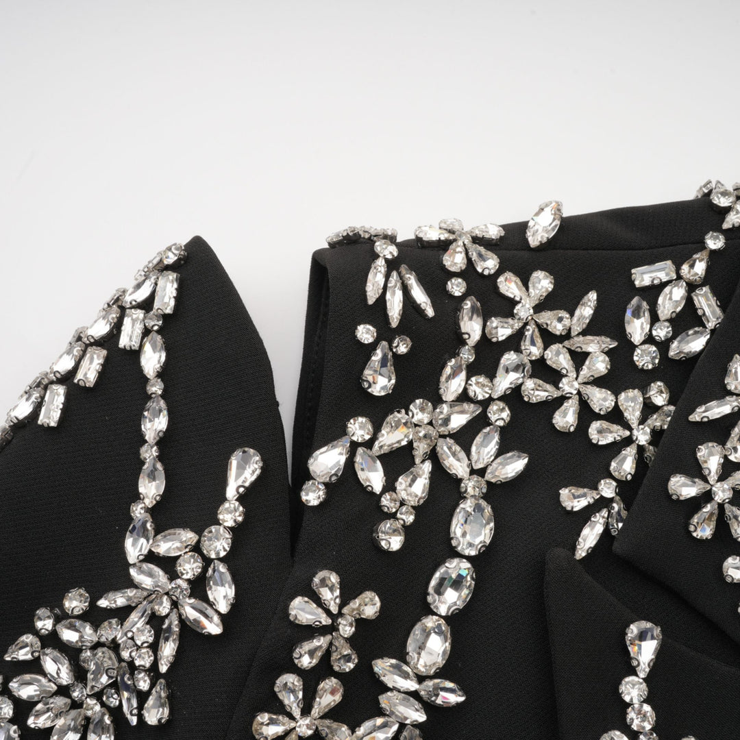 Audrey black crystal-embellished cut-out jacket