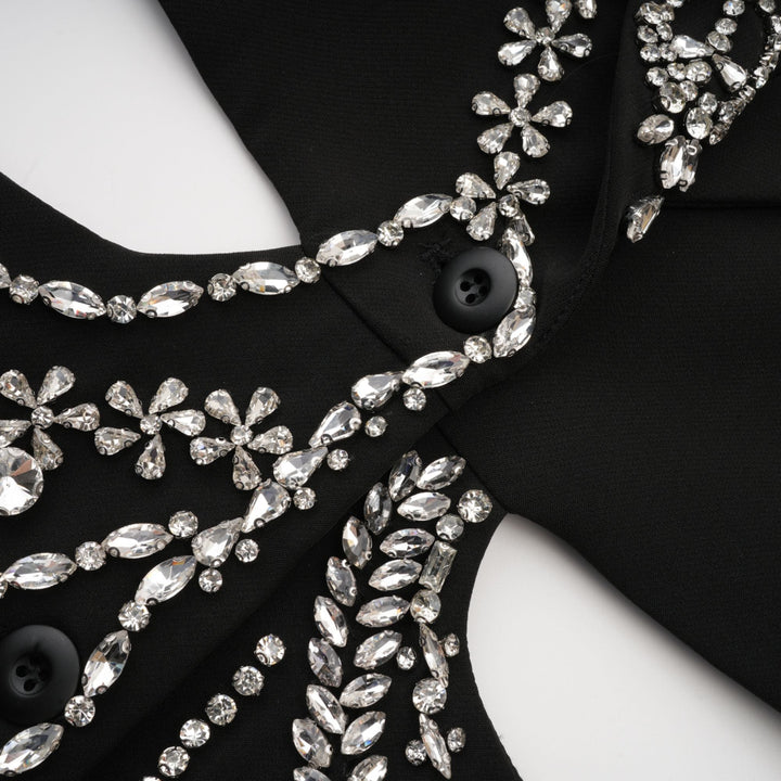 Audrey black crystal-embellished cut-out jacket