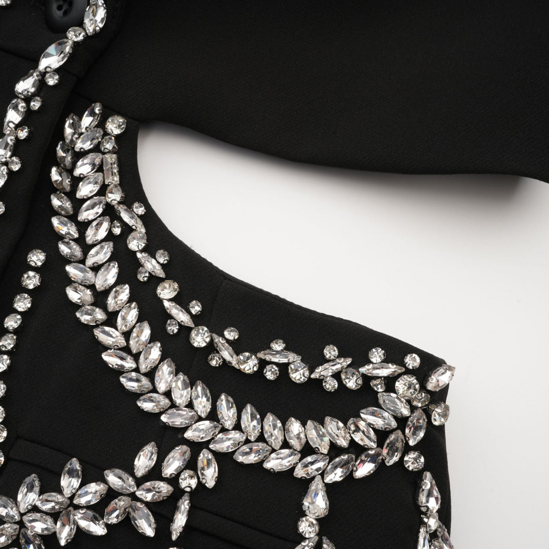 Audrey black crystal-embellished cut-out jacket