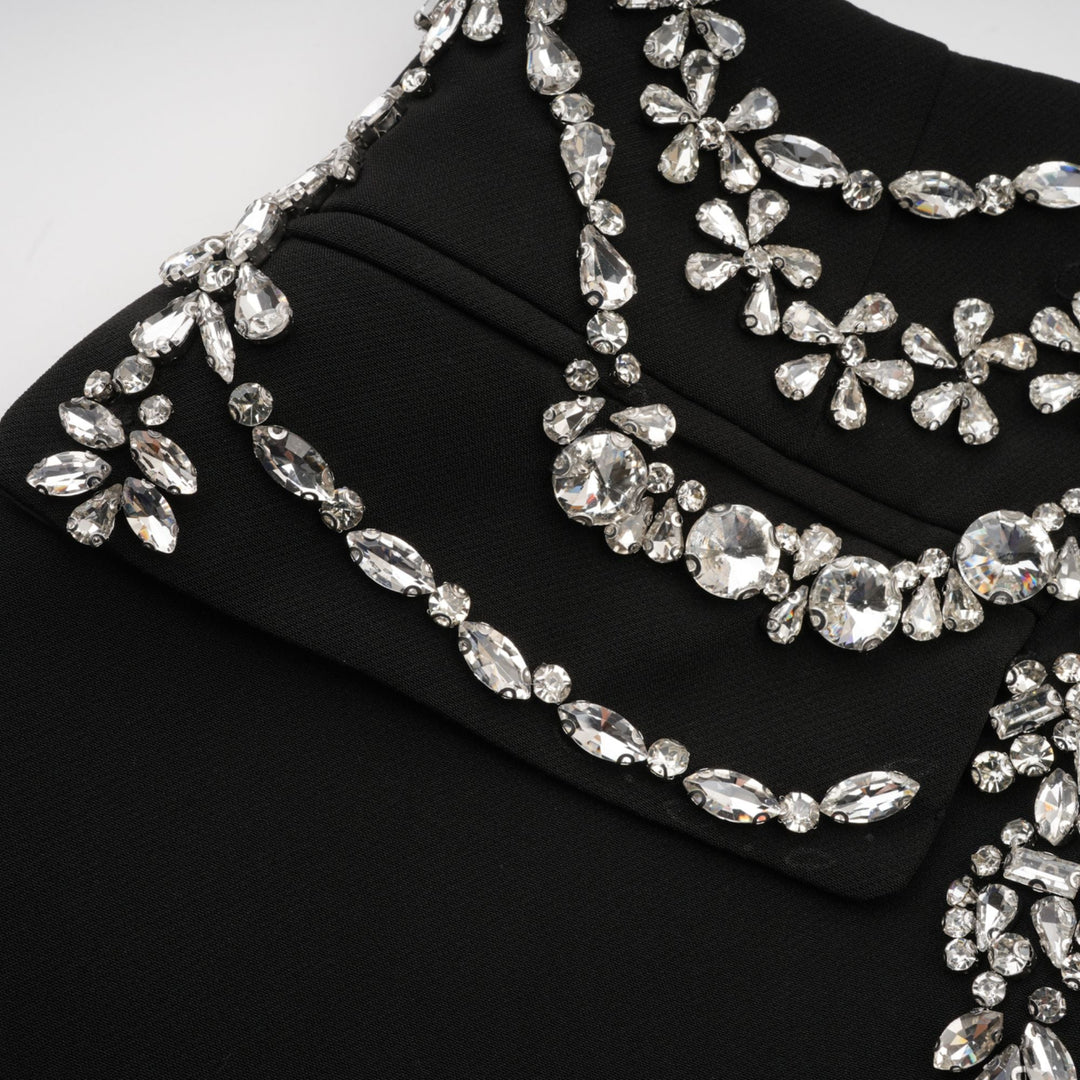 Audrey black crystal-embellished cut-out jacket