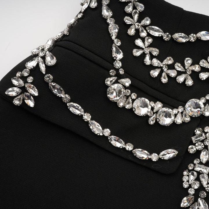 Audrey black crystal-embellished cut-out jacket