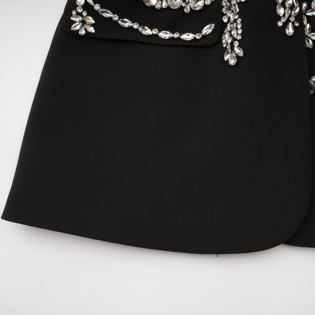 Audrey black crystal-embellished cut-out jacket