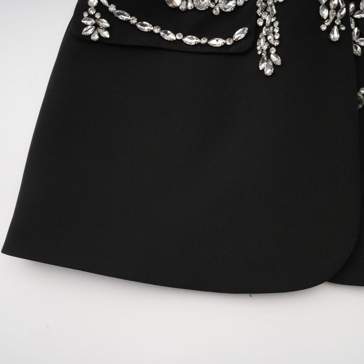 Audrey black crystal-embellished cut-out jacket