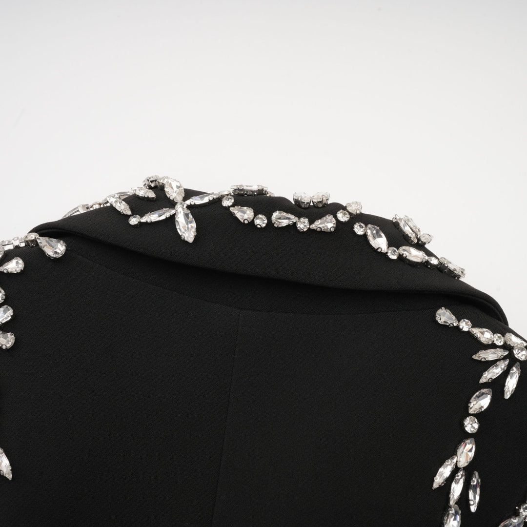 Audrey black crystal-embellished cut-out jacket