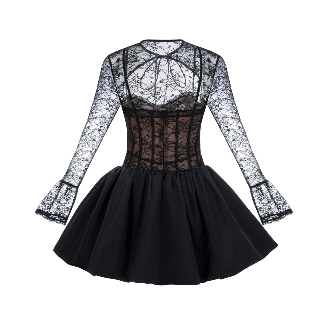 Avellia Noir Bloom Lace Vest & Dress Set