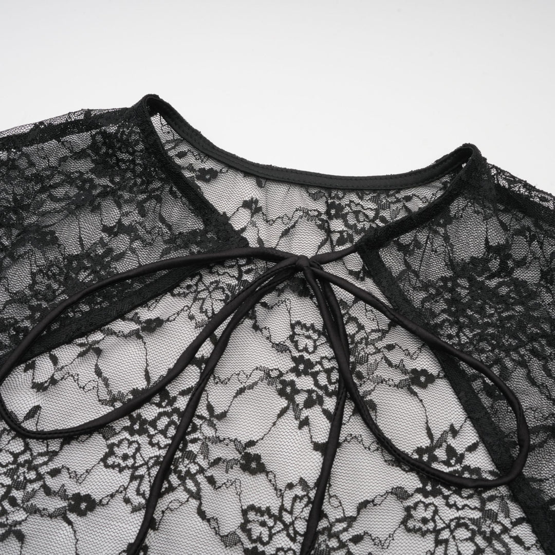 Avellia Noir Bloom Lace Vest & Dress Set