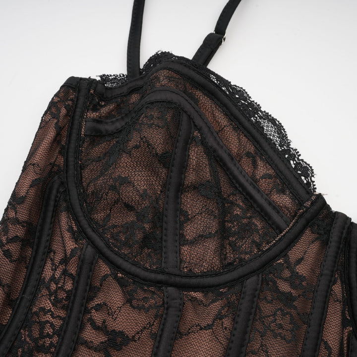 Avellia Noir Bloom Lace Vest & Dress Set