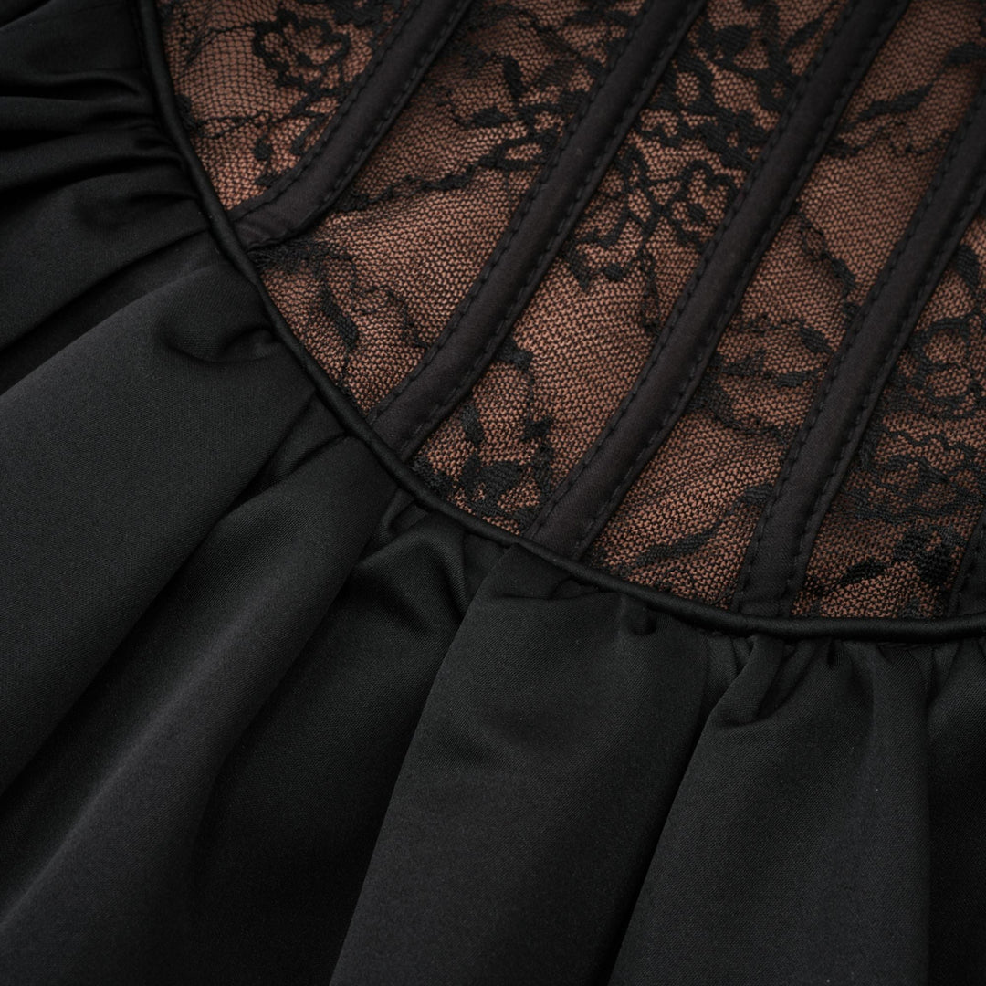 Avellia Noir Bloom Lace Vest & Dress Set