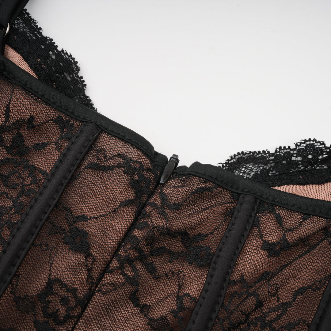 Avellia Noir Bloom Lace Vest & Dress Set