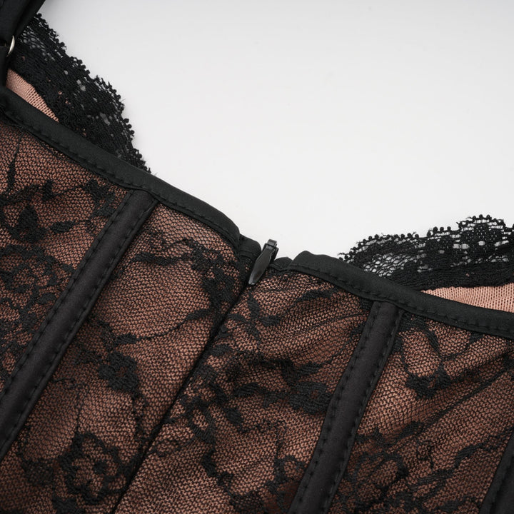 Avellia Noir Bloom Lace Vest & Dress Set