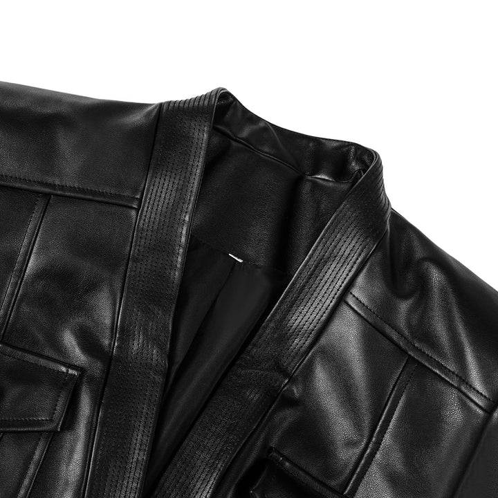 Isabel Black Belted Faux Leather Jacket