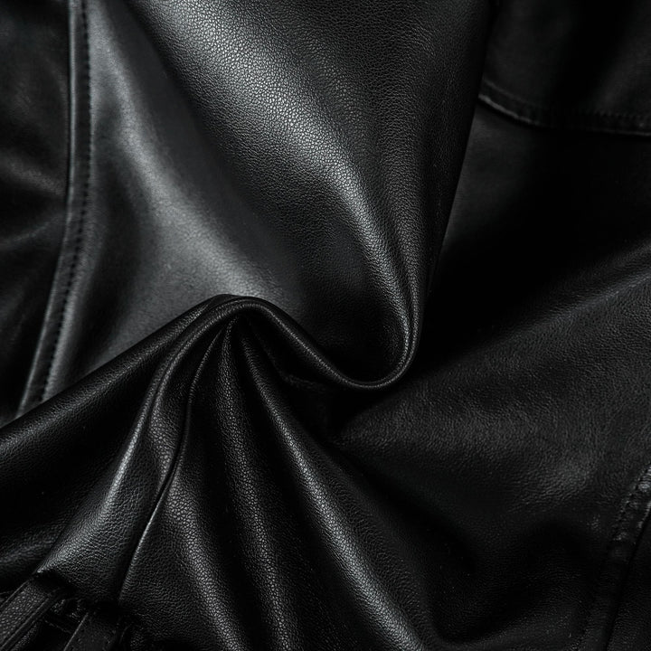 Isabel Black Belted Faux Leather Jacket