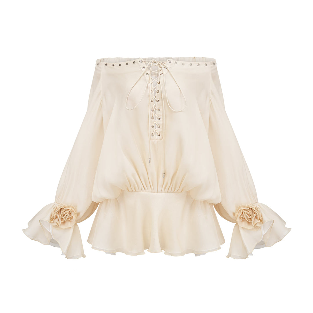 Avellia Serene Chiffon Off-Shoulder Mini Dress