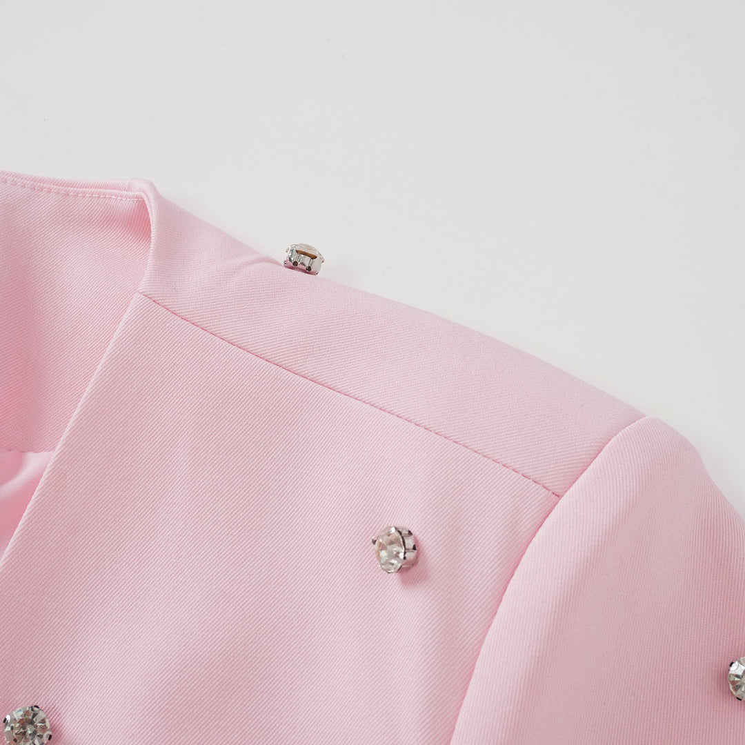 Avellia Rosé Crystal Embellished Jacket & Dress Set