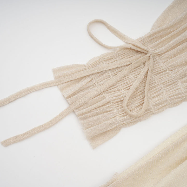 Avellia Camille Metallic Pleated Midi Dress