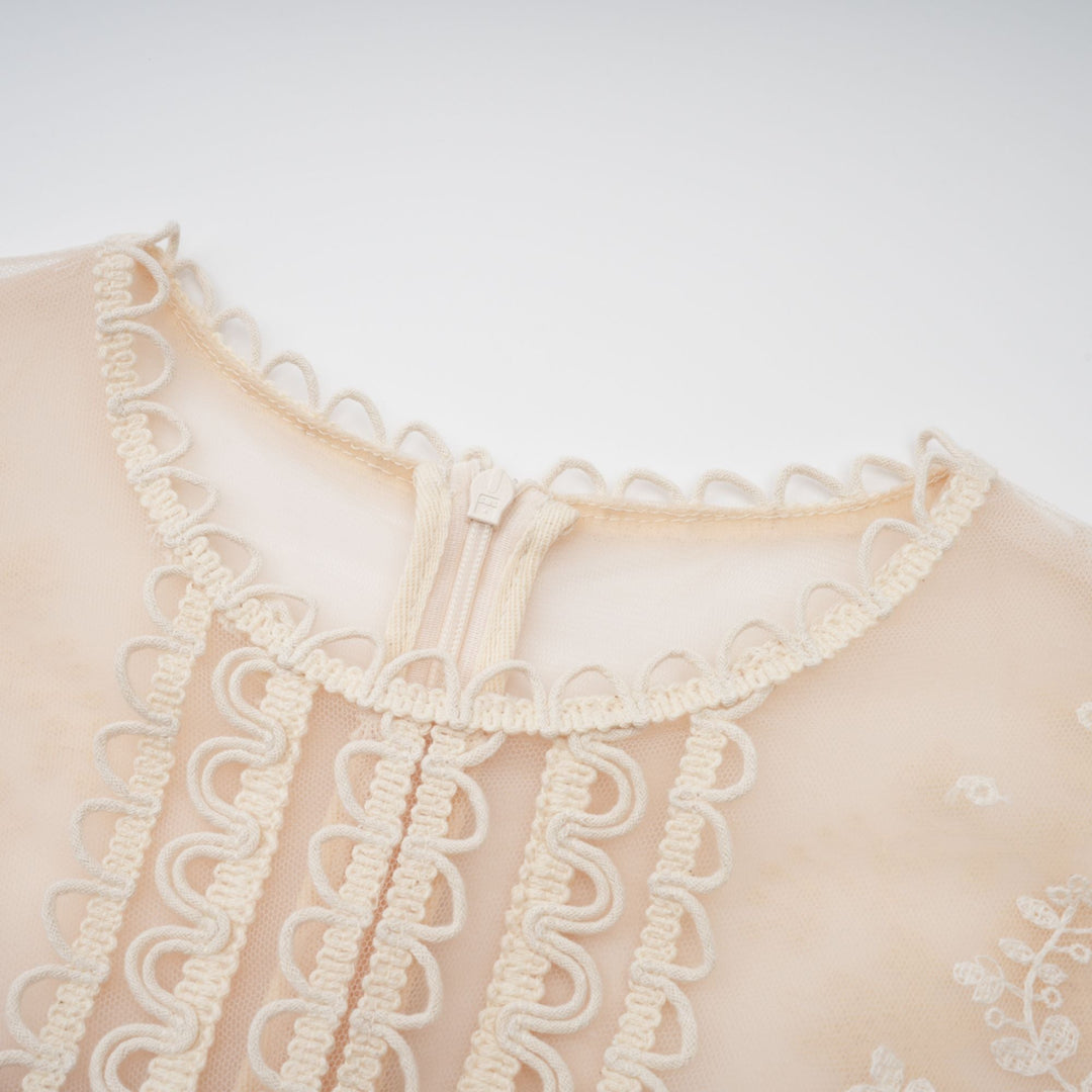 Avellia Meadow Floral-Embroidered Lace Midi Dress