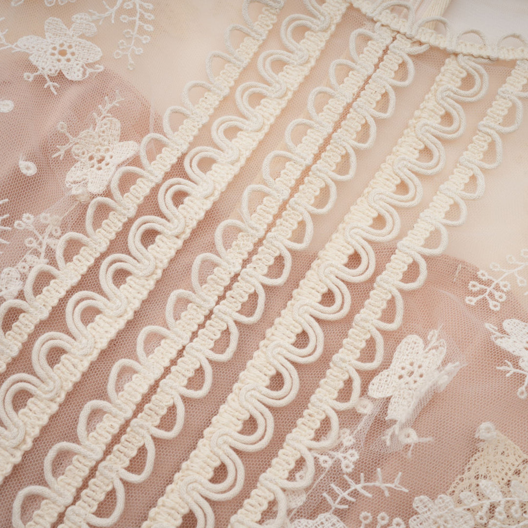 Avellia Meadow Floral-Embroidered Lace Midi Dress