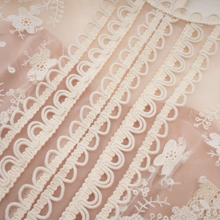 Avellia Meadow Floral-Embroidered Lace Midi Dress