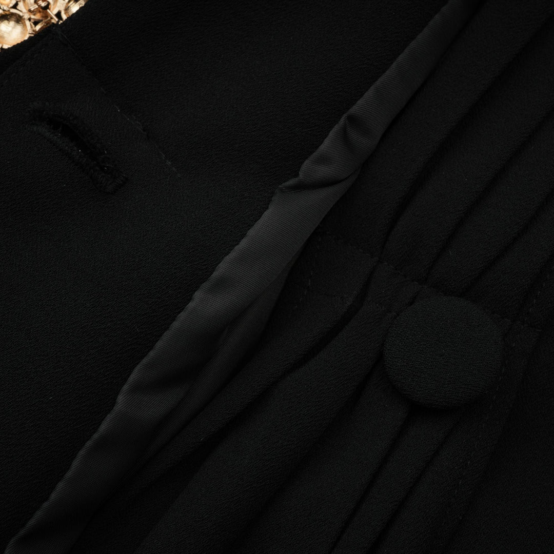 Suzanne black pleated jacket & trousers matching set