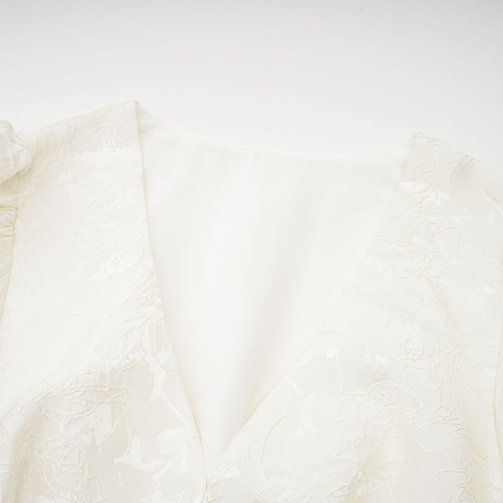 Avellia Bianca Jacquard Tiered Mini Dress