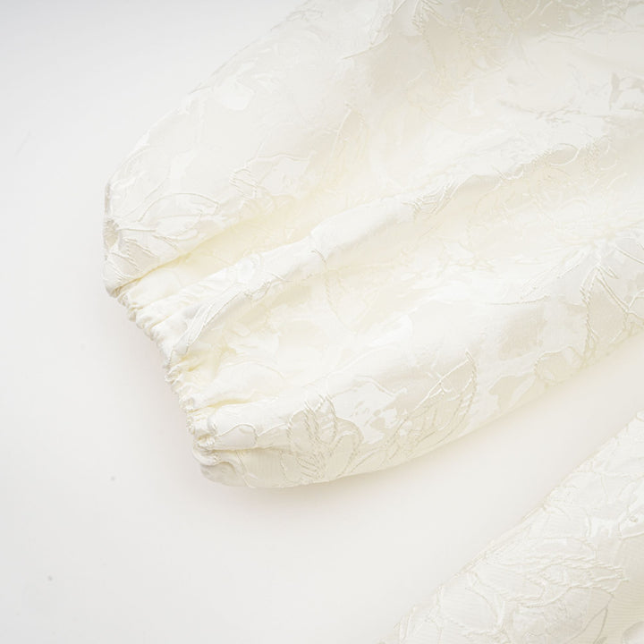 Avellia Bianca Jacquard Tiered Mini Dress