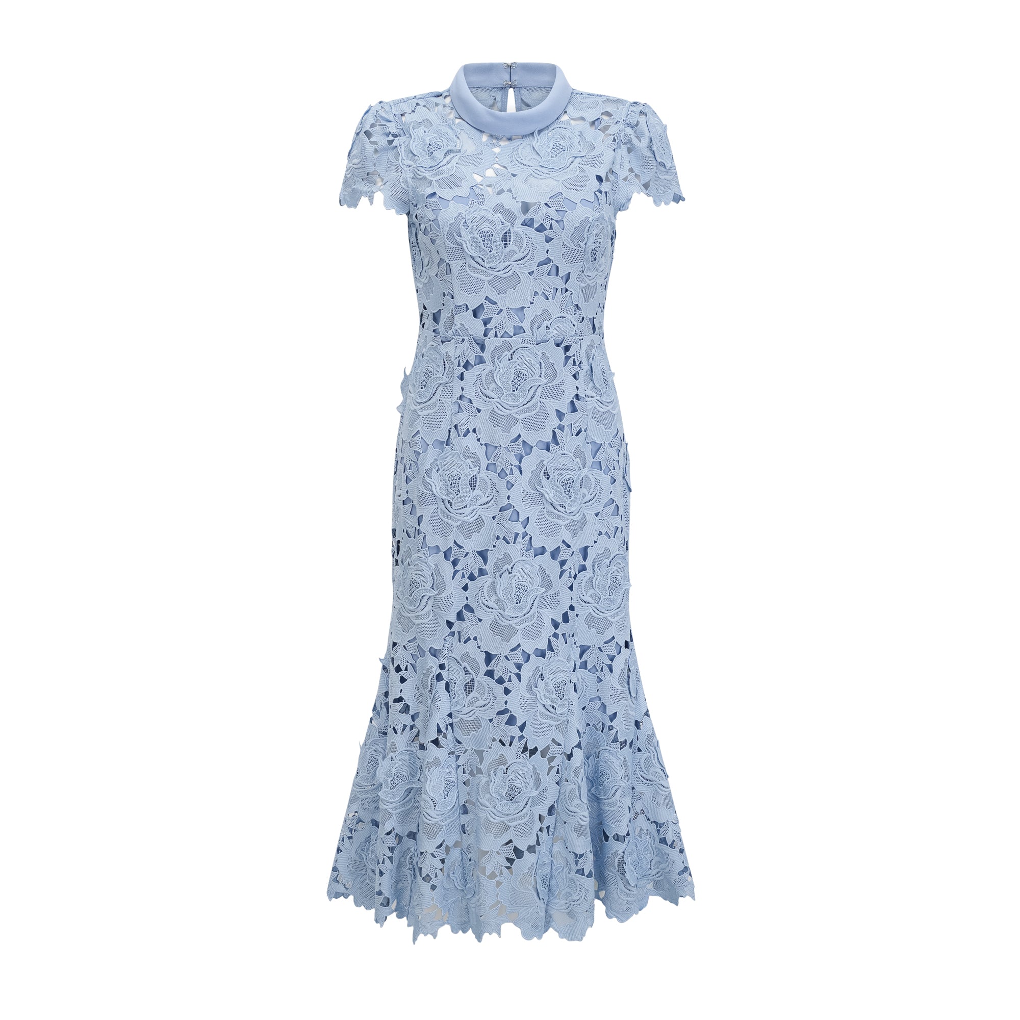 Avellia Aurore Blue Blossom Lace Midi Dress