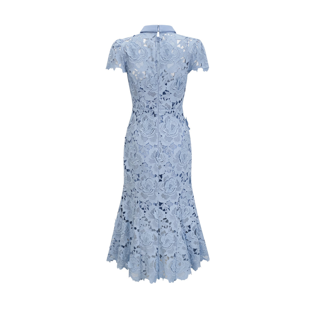 Avellia Aurore Blue Blossom Lace Midi Dress
