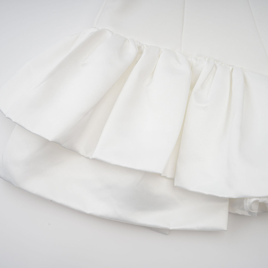 Avellia Celeste White Halterneck Ruffled Mini Dress