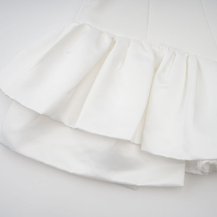 Avellia Celeste White Halterneck Ruffled Mini Dress