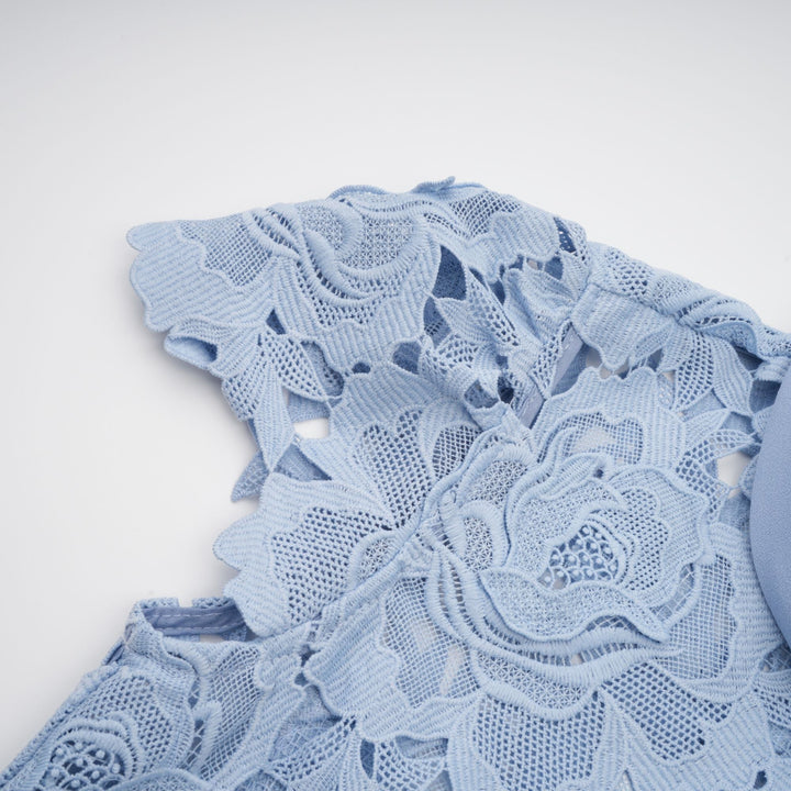 Avellia Aurore Blue Blossom Lace Midi Dress