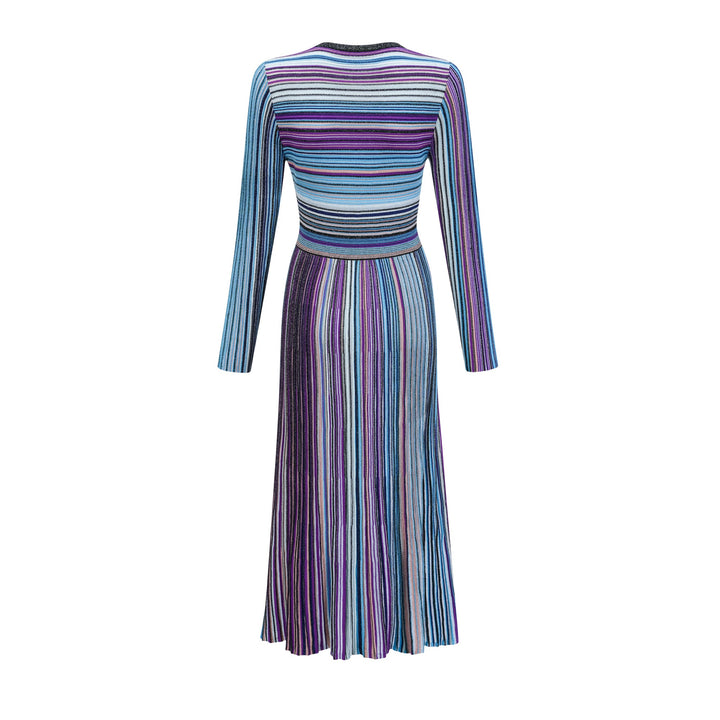 Avellia Mathilde Azure Metallic Pleated Dress