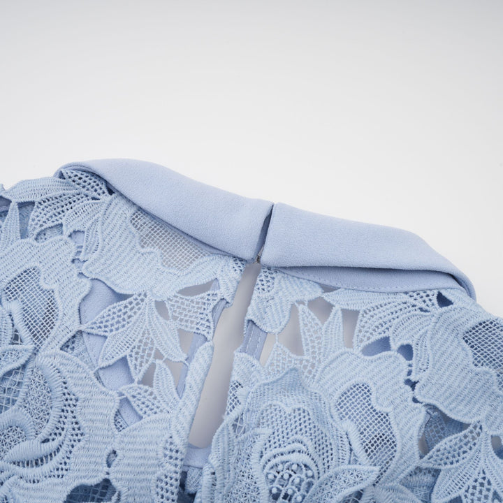 Avellia Aurore Blue Blossom Lace Midi Dress