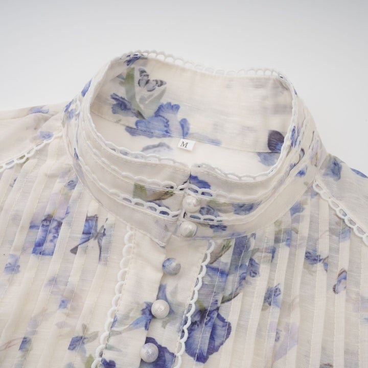 Avellia Rosalie Floral-Print Flared Chiffon Mini Dress