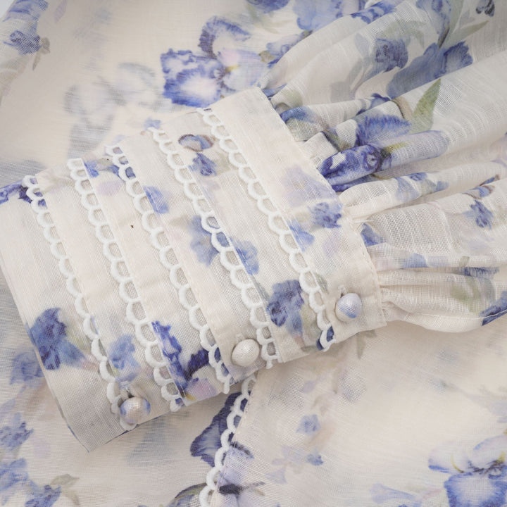 Avellia Rosalie Floral-Print Flared Chiffon Mini Dress