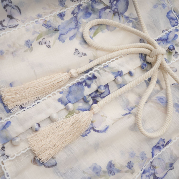 Avellia Rosalie Floral-Print Flared Chiffon Mini Dress