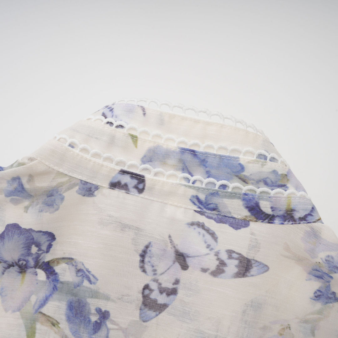 Avellia Rosalie Floral-Print Flared Chiffon Mini Dress