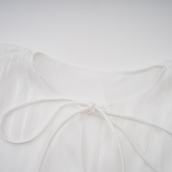 Avellia Mahault Ivory Glitter Pleated Mini Dress