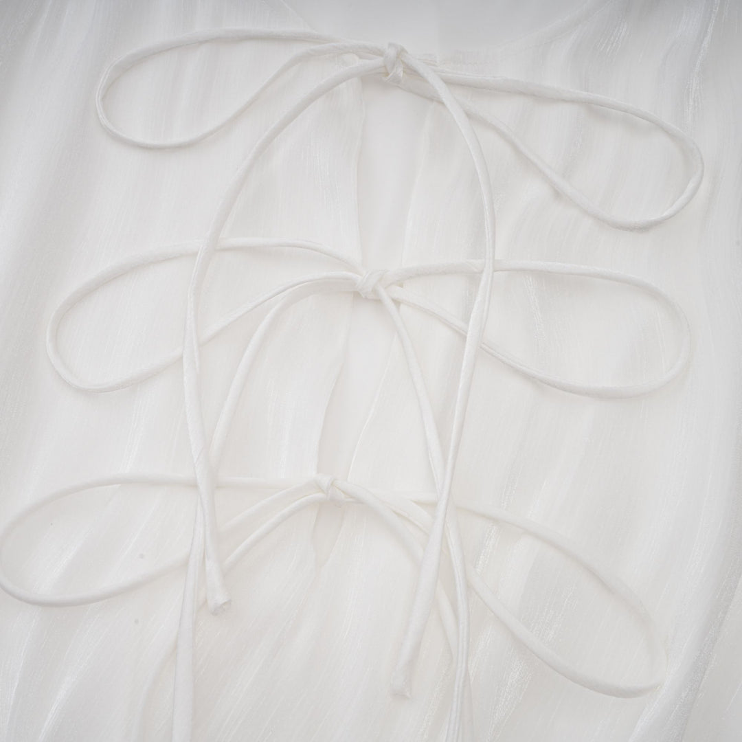 Avellia Mahault Ivory Glitter Pleated Mini Dress