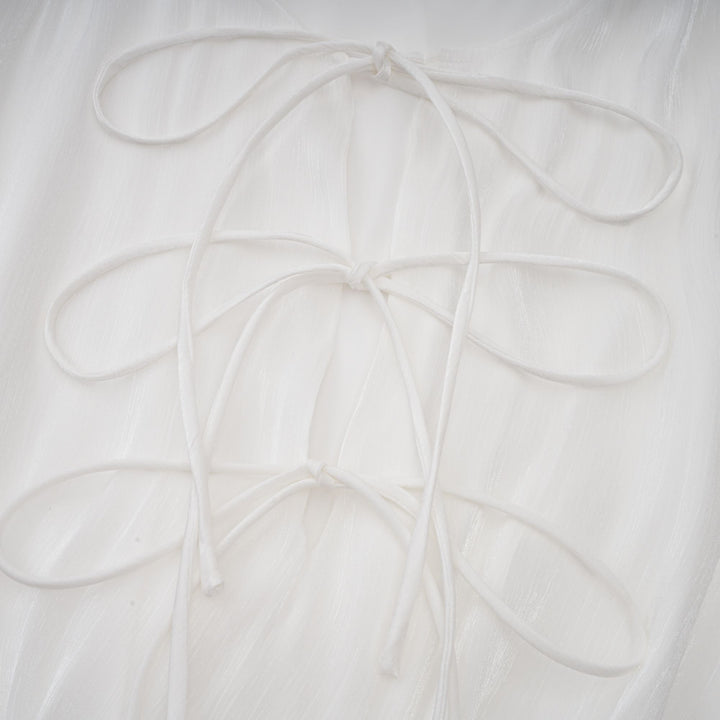 Avellia Mahault Ivory Glitter Pleated Mini Dress