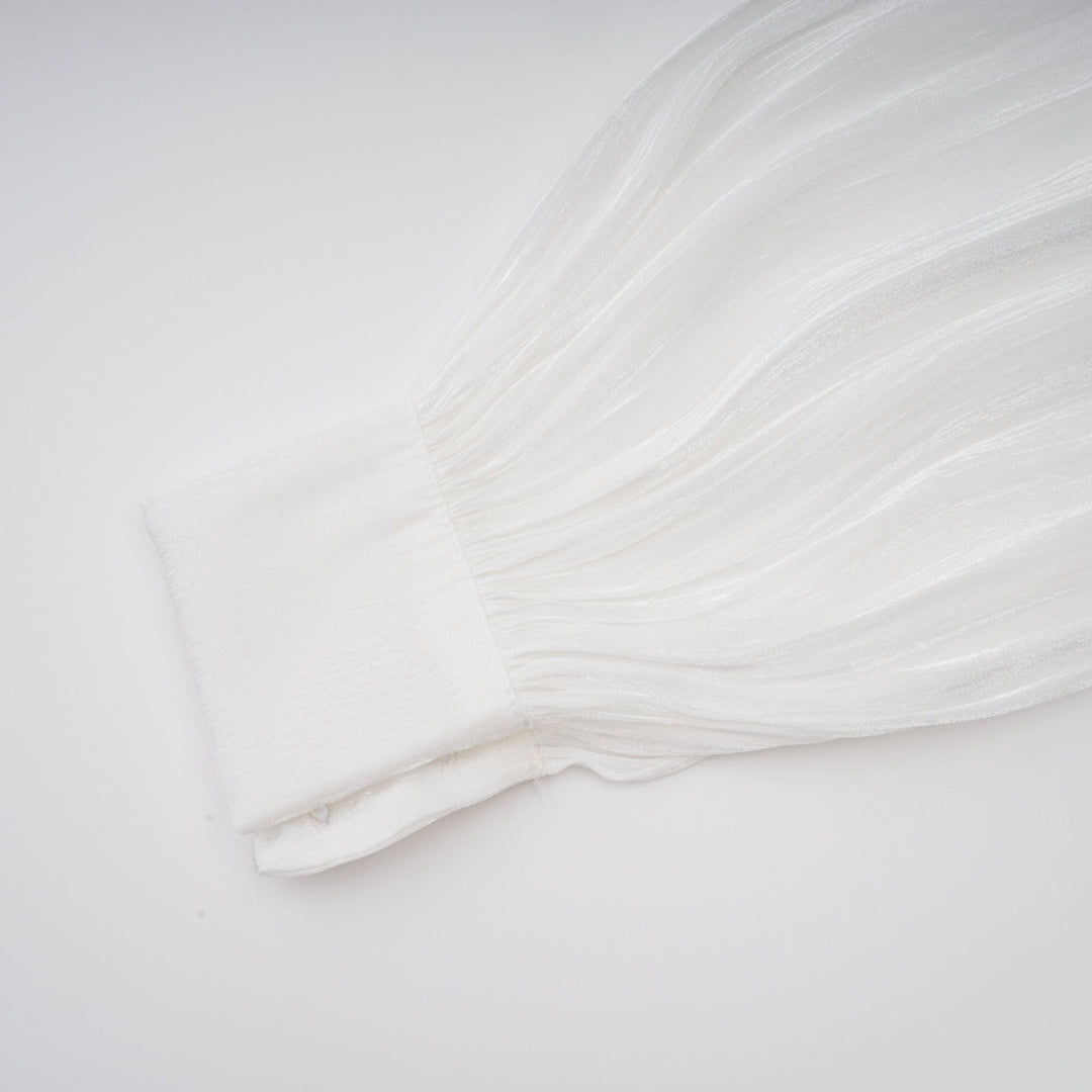 Avellia Mahault Ivory Glitter Pleated Mini Dress