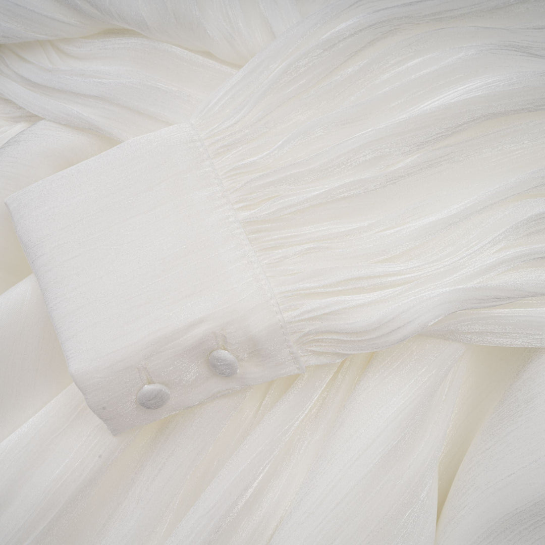 Avellia Mahault Ivory Glitter Pleated Mini Dress