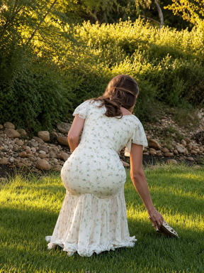Vestido Longo Floral Manga Princesa Amélie