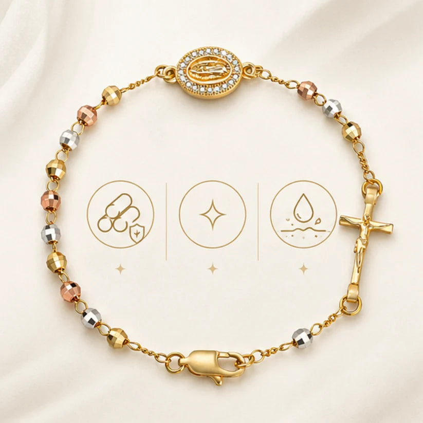 Kit 2 Pulseiras Rosário - Ouro 18k