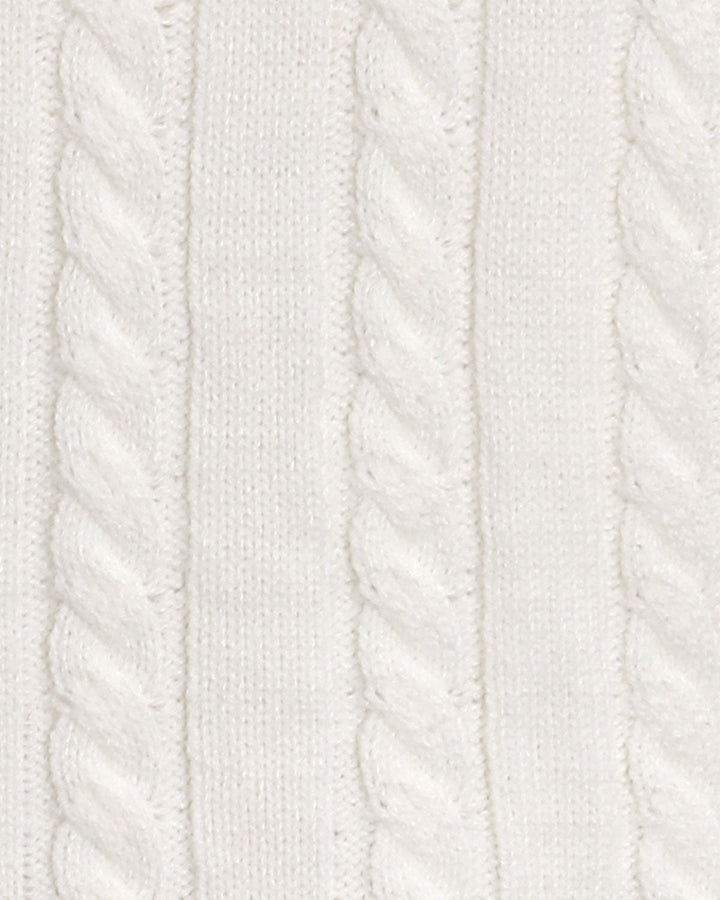 White Contrasting Button Sweater