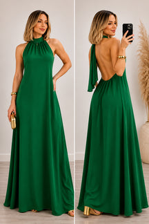 Vestido Longo Lavínia Frente Única com Costas Abertas