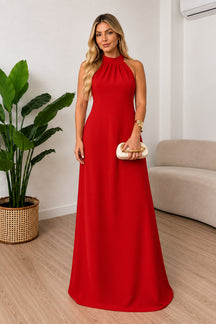 Vestido Longo Lavínia Frente Única com Costas Abertas