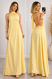 Vestido Longo Lavínia Frente Única com Costas Abertas