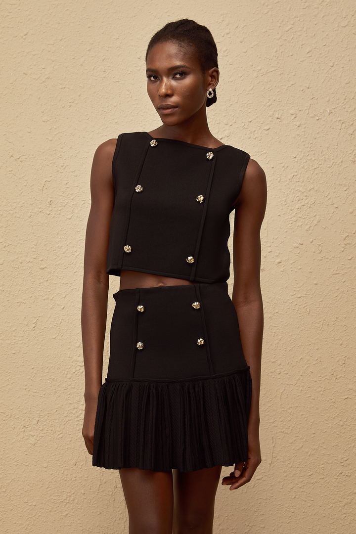 Avellia Onyx Knit Top & Skirt Set